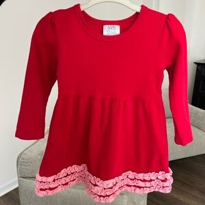Red and pink ruffle dress